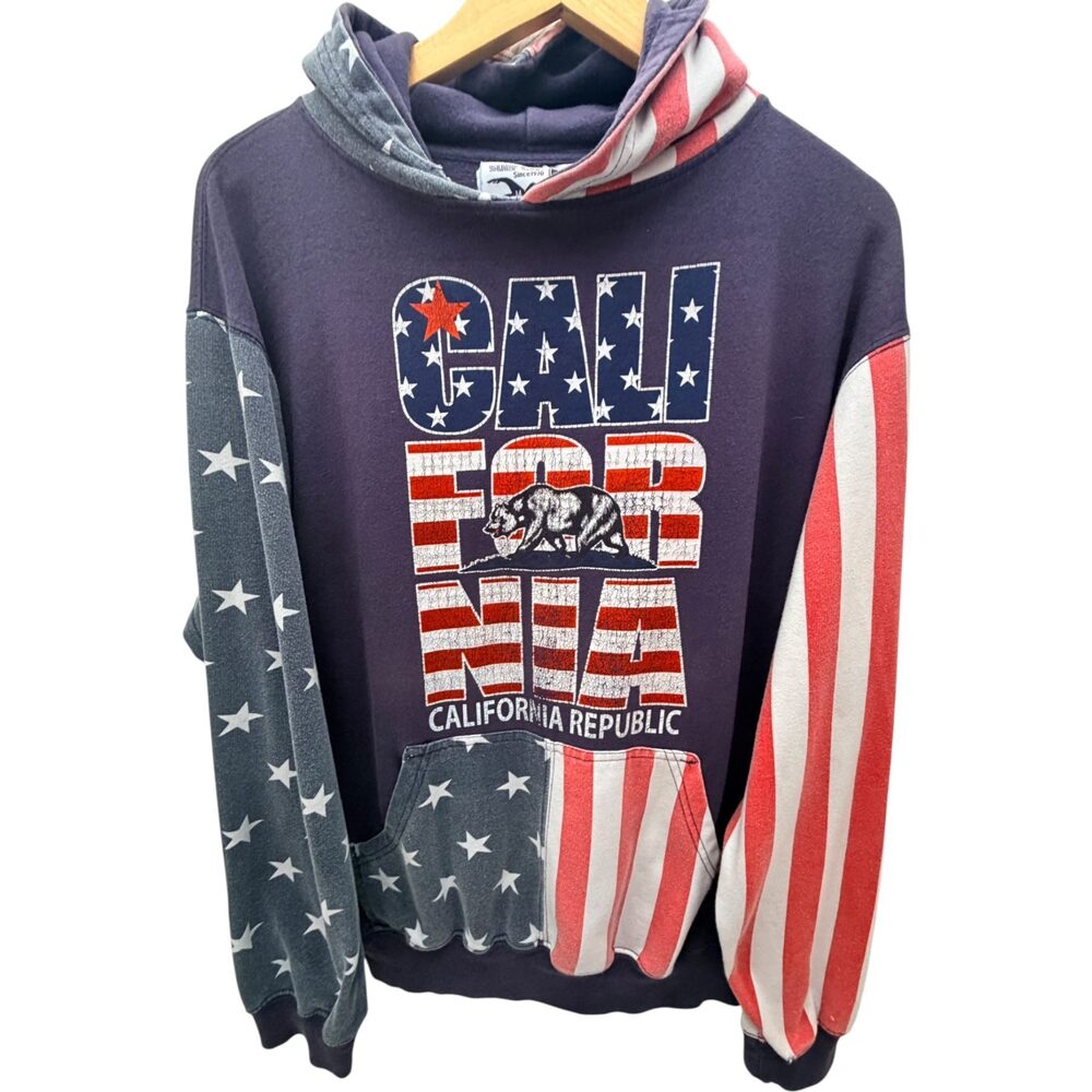 ESY Surf Co. Navy Blue Hood Graphic Hoodie Cotton Hooded Men's Medium